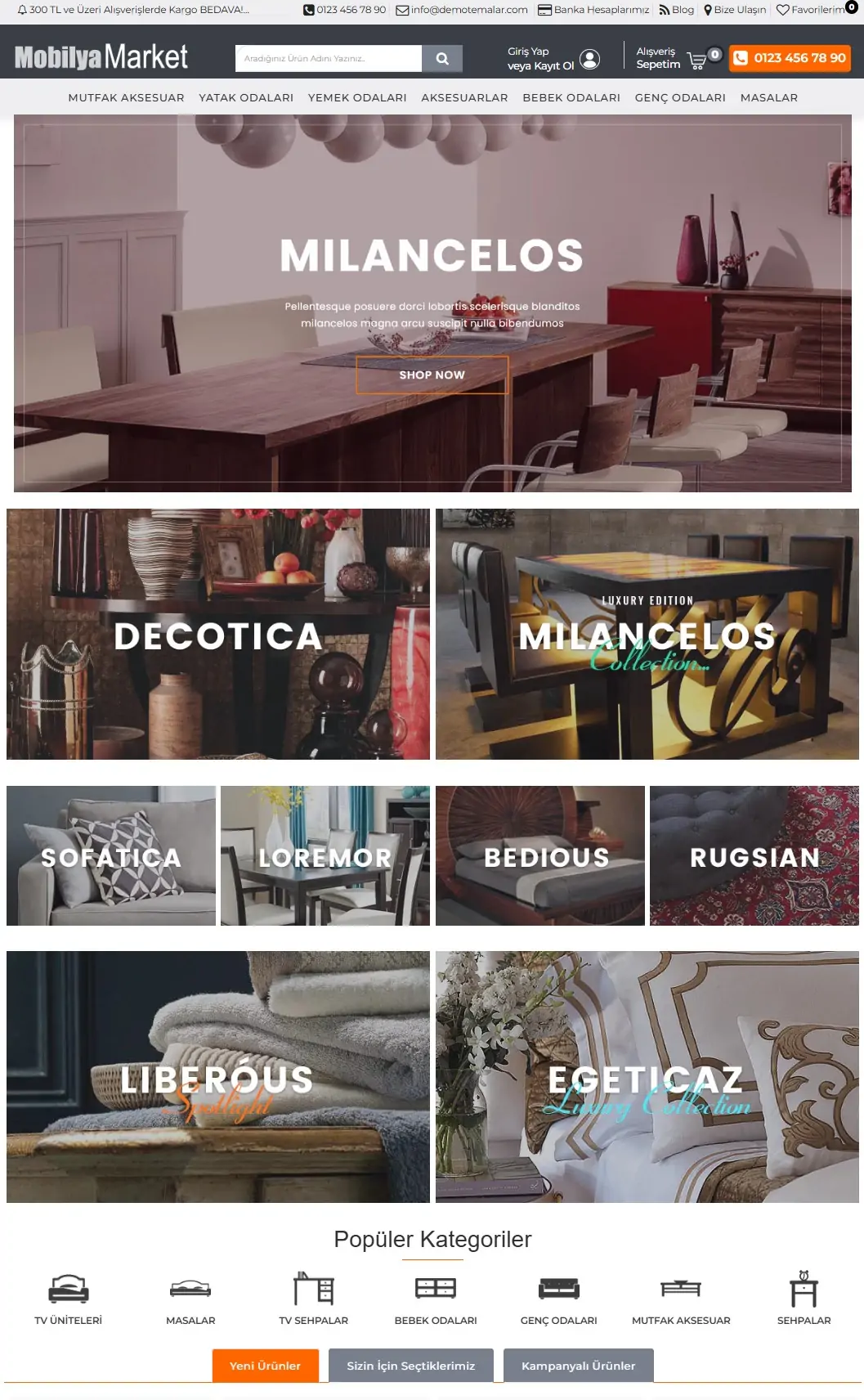 Opencart 3.x Mobilya Market Tema Full Paket