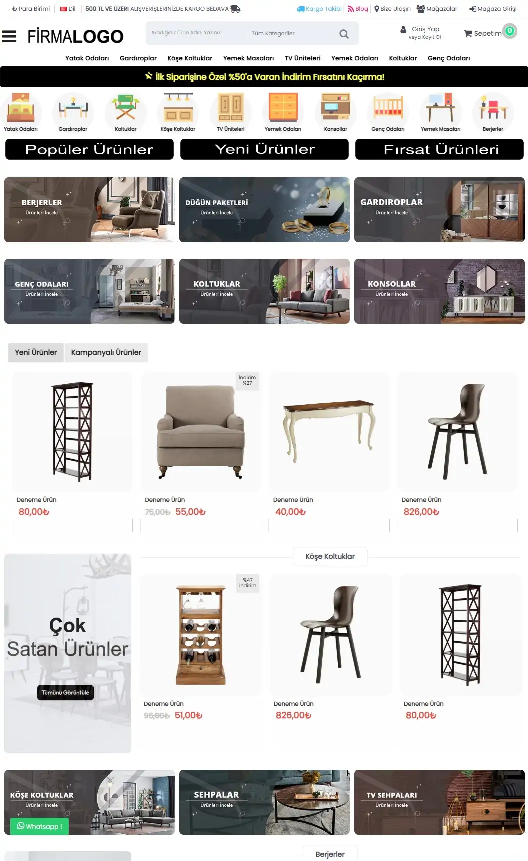 Opencart 3.x Mobilya Shop Full Paket